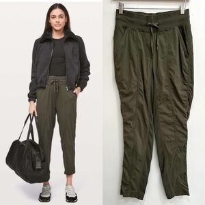 LULULEMON dance studio pants Olive green high waisted slim straight leg size 4